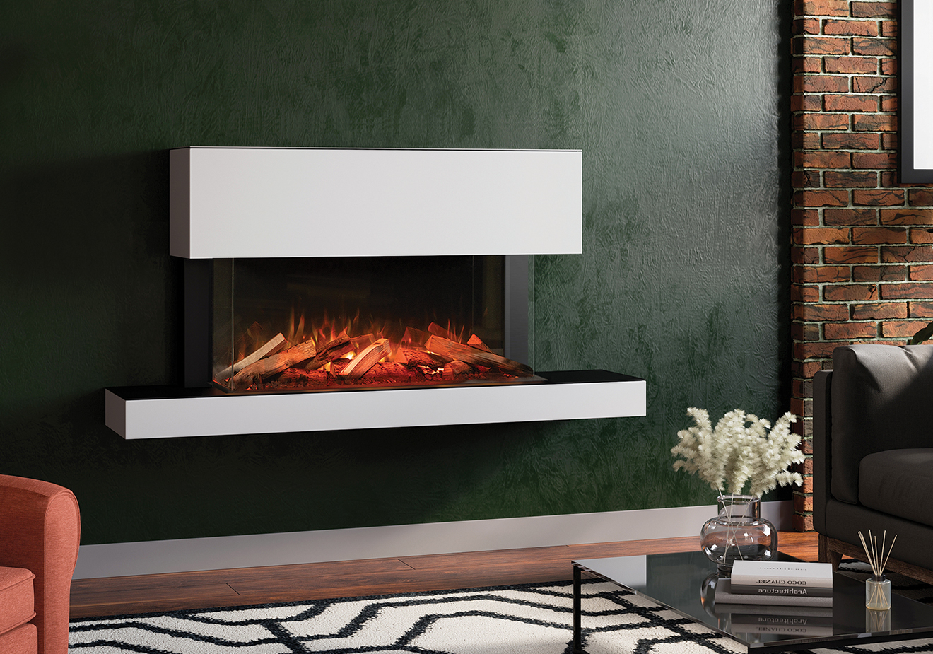 Onyx Avanti 110RW with Milazzo Suite. Electric fire with real logs.