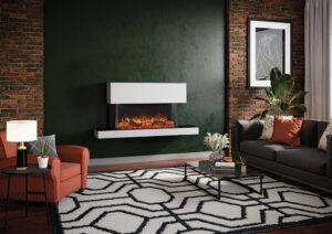 Onyx Avanti 110RW with Split Oak Log effect installed with Milazzo Suite shelf and one top section in white along with various trim and infill options