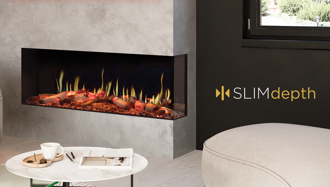Onyx Fusion electric fire. Electric fire with slim depth.
