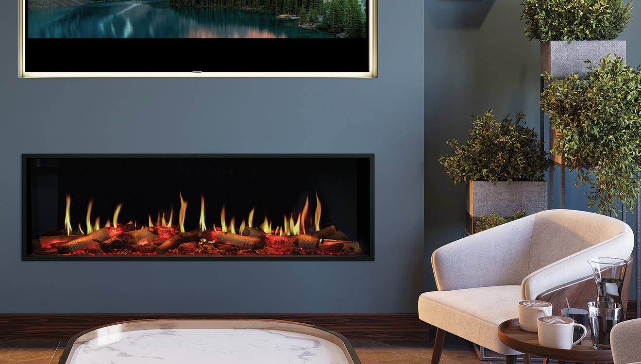 Onyx Fusion electric fire. Realistic electric fire. Media wall fire.