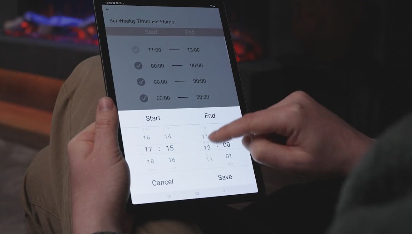 Electric fire with app. Onyx Fusion electric fire.